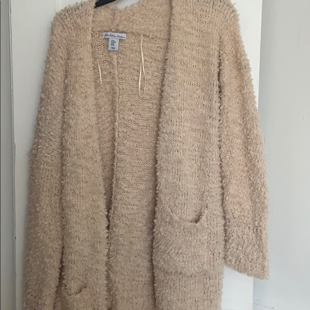 fluffy cream cardigan
